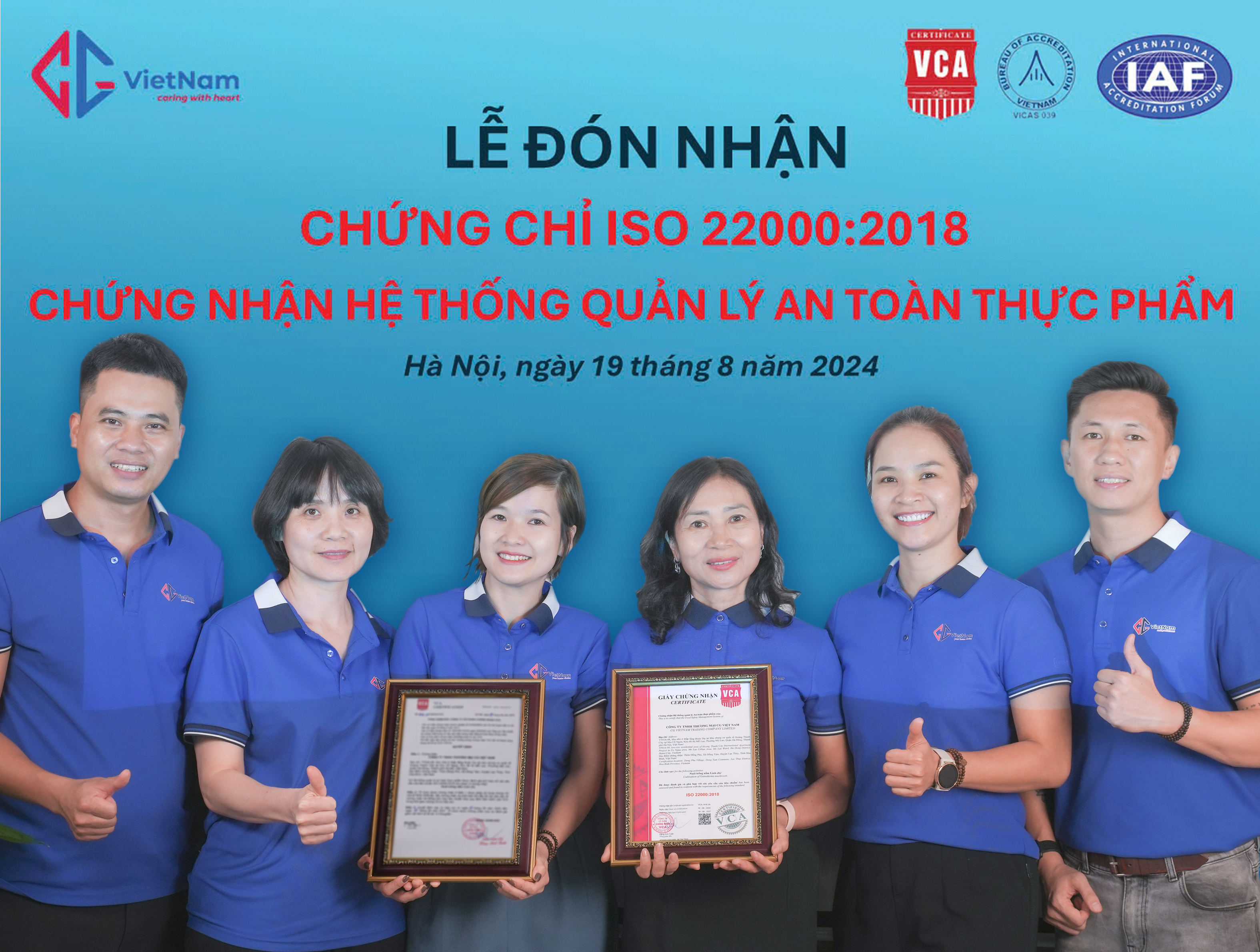 CG VIỆT NAM ĐẠT CHỨNG NHẬN ISO 22000:2018 VỀ HỆ THỐNG QUẢN LÝ AN TOÀN THỰC PHẨM TRONG LĨNH VỰC NUÔI TRỒNG NẤM LINH CHI ĐỎ